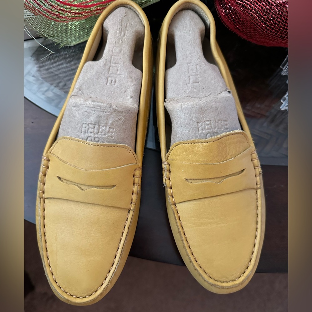 M. Gemi Mustard Leather Loafers